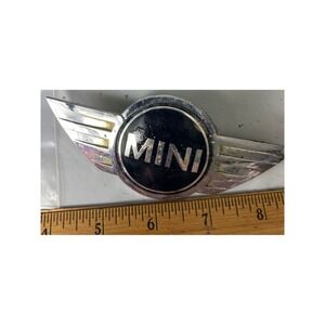 MINI Cooper Winged Front Hood Emblem Badge Chrome Black OEM